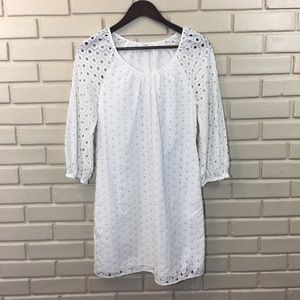 Crown & Ivy White Eyelet Dress, Long Sleeve Size 6